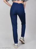 Dark blue stretchable premium denim, high-waisted women's jeans, boyfriend baggy fit