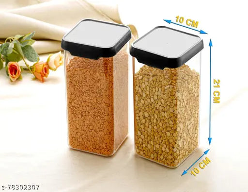 100ml Black & Clear Plastic Storage Containers, 8-Piece Set, Air Tight, BPA-Free