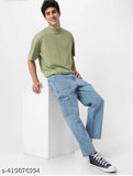 Men's light blue cargo jeans, six pocket