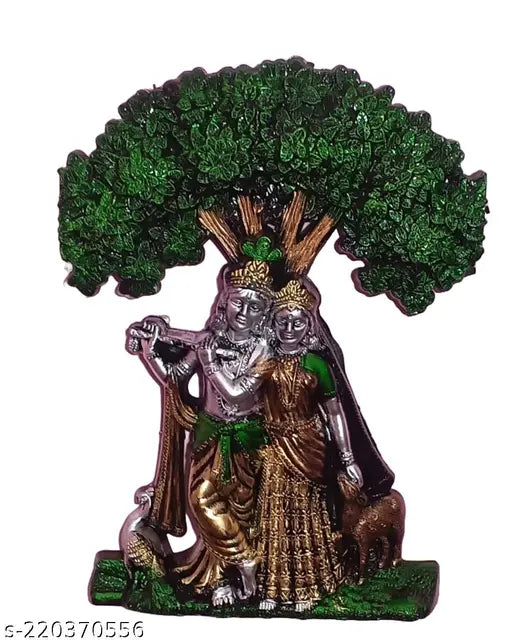 Handcrafted temple decor with Radha Krishna and tree motif