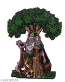 Handcrafted temple decor with Radha Krishna and tree motif