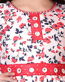 Boys red cotton blend frock dress, short sleeves, printed net design. Pack of 1 for ethnic wear by Ajiza Garments