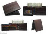 Solid leather men's wallet, FancyUnique, 2 compartments, free size (11cm x 9cm), made in India