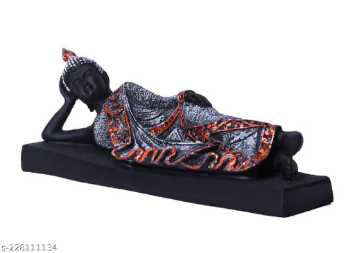 Black polyresin Laughing Buddha statue for Mandir gifting and meditation - Premium quality resin, perfect for home interior, offices, restaurants, suitable for all decor styles. Ideal for living room, home decor, kitchen, dining, kids room, office, centerpiece, statue for car dashboard, gift items. Origin: India (19cm L x 7cm H x 4.5cm B)