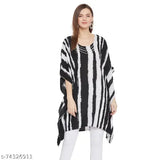 White and black georgette kaftan with stone work, summer-ready for women's sizes S to XXL