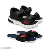 Black and red kids casual sandals