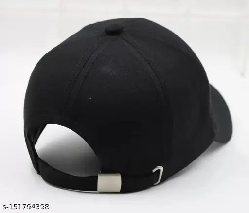 Black cap with self-designed plain design, suitable for girls and boys