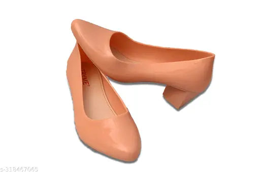 Plastic peach belly ballerinas - durable, comfortable women's footwear from FOOTFORWARD
