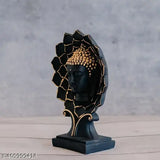 Black and golden resin Buddha statue on lotus, decorative showpiece (26 cm) - perfect for home or office decor