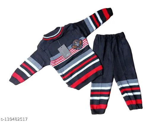 Striped woolen sweater for boys, warm & soft knitwear in various sizes (6-5yrs), Indian origin