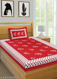 Cotton single bed comforter set, red and white polka dot pattern