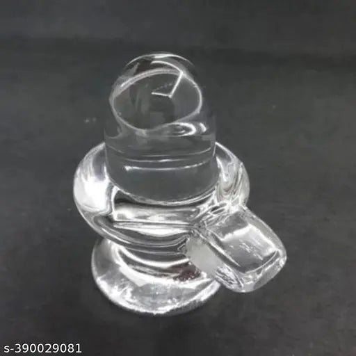 Pure crystal white Shivling idol for home decor, handcrafted by artisans in India" (108 characters)