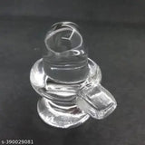Pure crystal white Shivling idol for home decor, handcrafted by artisans in India" (108 characters)