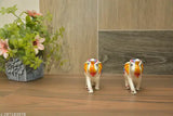 Handcrafted white and red elephant figurines, paper mache showpiece set for home decor, ideal gifts