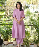 Ethnic Indian women's cotton katha coord set with palazzo pants, solid color and three-quarter sleeves