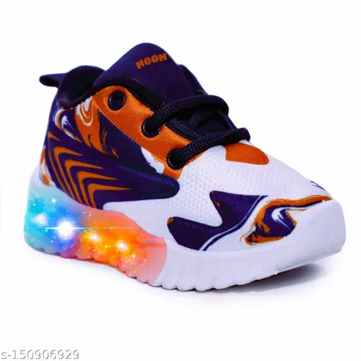 Blue, orange, black kids' sneakers with LED lights