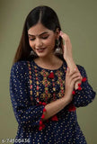 Anarkali kurti with rayon printed embroidery, sleeveless style