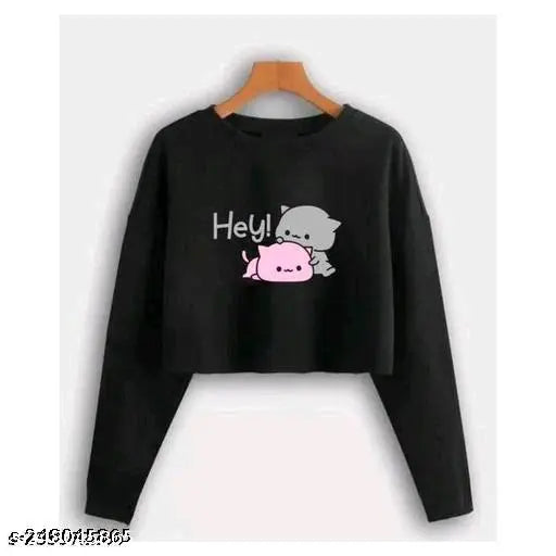 Long-sleeve printed western-style crop top set in cotton blend for women and girls, high-quality cheapest prize