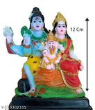 Shiv Parivar family statue idol, poly resin Hindu god home decoration with a size of 14cm x 0.5cm x 0.5cm, handcrafted Indian Pooja gift for family idols