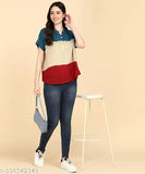 Multicolor tie-dye rayon staple top, vibrant women's clothing with button detailing, Indian origin