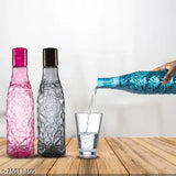 Multicolor ZIGZAG shape drinking water bottles, 1000ml each. BPA-free plastic, pack of 6 for refrigerator use