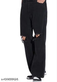 Dark blue ripped skinny jeans with a knee cut