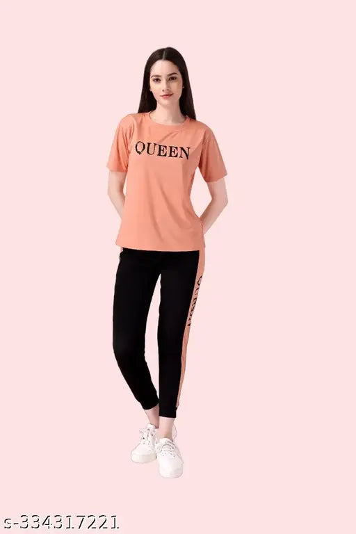 Multicolor striped cotton blend women's track suit with leggings, comfortable athletic wear for summer sports and workouts, made in India