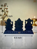 HR Enterprises LGS Black Lakshmi-Ganesha-Saraswati Idol. 3D carved wood idol set for home decor or gifting. 6 inch height