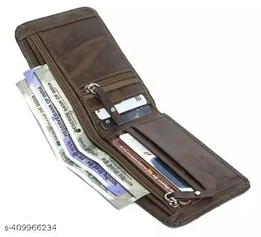 Black faux leather mini wallet for men by Zubex, featuring 4 card slots and solid pattern. Measures approximately 11cm x 9cm, made in India