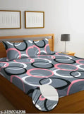 Glace cotton, super soft fitted double bedsheet with geometric pattern & 2 pillow covers - ideal for summer, adult use