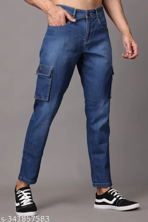 Light blue dyed/washed denim jeans for men by Zaysh, size 28-36