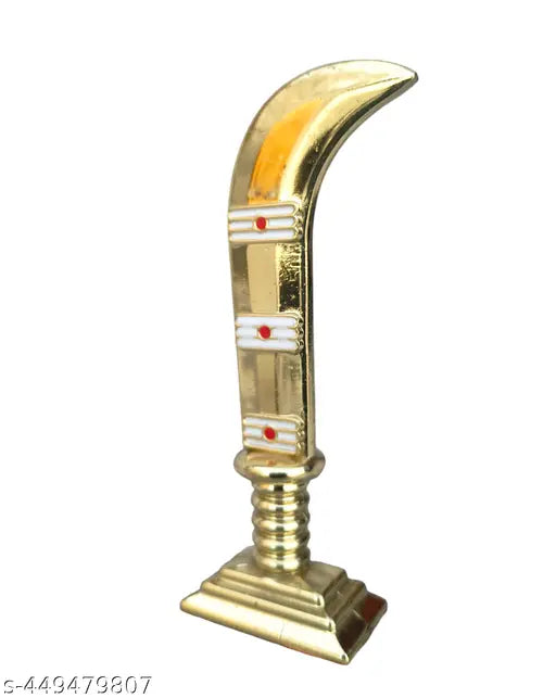Handcrafted Indian religious idol, Ayyanar Pathinettam Padi Karupasamy Karuppan Muneshwarar Aruva Shape, 10cm for car dashboard or study table