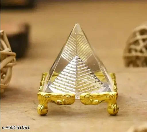 Clear glass Vastu pyramid for positivity, success, good luck, prosperity, Feng Shui energy correction