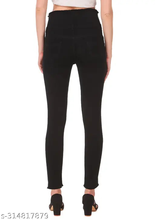 Women's 4 button black skinny jeans