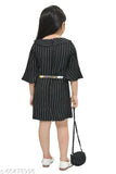 Black and white striped dress with matching handbag for little girls