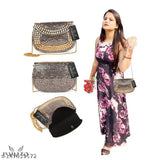 Gold and black metal clutch handbag, party accessory