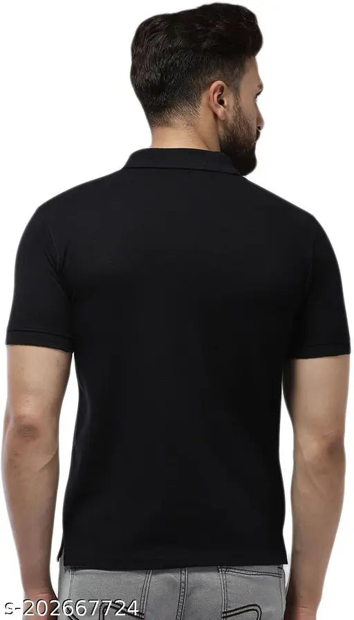 Cotton blend regular fit collar neck solid short sleeve t-shirt for men & boys - Durable, soft, and anti-fade Indian-made t-shirt