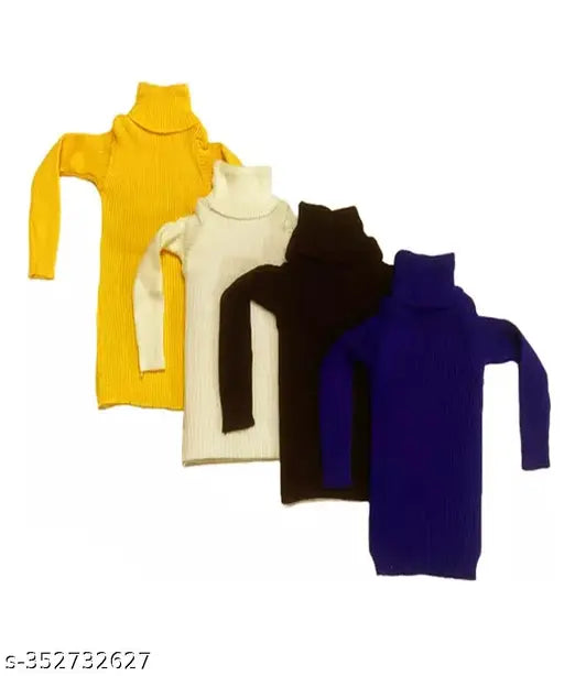 Woolen high neck winter sweater for babies (Multipack of 4), self-design pattern, Indian origin