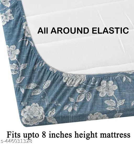 Soft, botanical-patterned glace cotton double bed sheets with 2 pillow covers, perfect for a comfortable summer's sleep. Size: 72x78 inches (bedsheet), 18x28 inches (pillow covers). Made in India