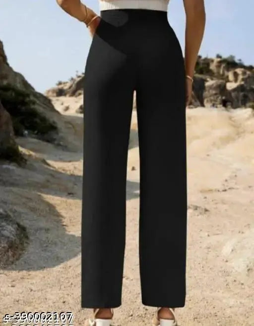 Cotton blend solid net women's trousers - stylish and glamorous with sizes ranging from 24-32 (India)