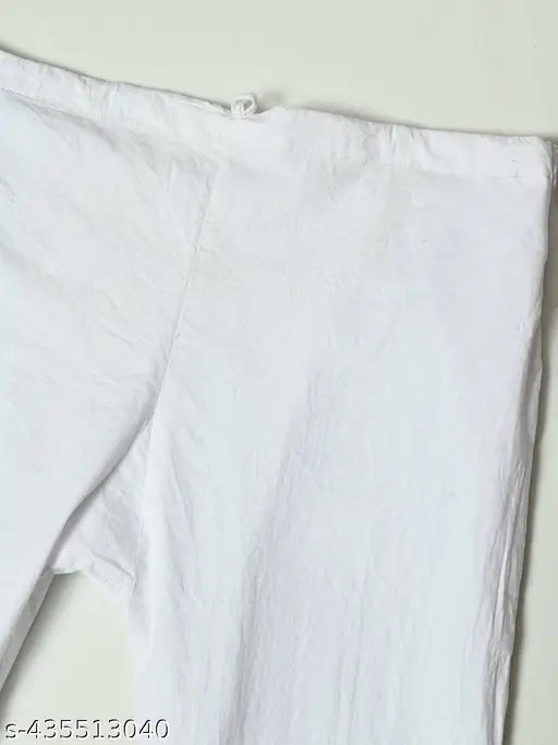 White chikankari women's pant, traditional Indian embroidery