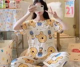 Trendy black printed polycotton women's nightsuit set, pack of 2 for comfortable, stylish sleepwear