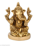 Brass Ganesh statue, 2.5"L x 3.5"H x 2"W, exquisite spiritual decor for home or office