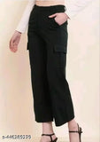 Lycra solid net, trending women's cargo pant for gym, casual wear, parties - India origin
