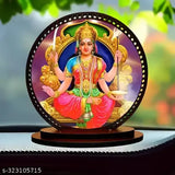 High-quality wooden Lord Santoshi mata dashboard idol, ideal for car and home decorative showpiece. Indian art craft, 3"x3.2" idol with pre-installed double sided tape