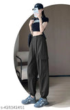 Women's blue cotton blend trousers, high waist, side pockets