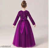 Embellished net sequin gown dress for girls party function wear, size extra for healthy kids and less for slim kids, dry clean only, Indian-made soft velvet and net fabric