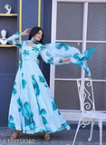 Women's long floral kameez in blue with included duoatta, traditional attire