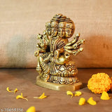 Brass Indian Goddess Statue - Gayatri Ma Idol for Temple, 9cm x 11.5cm x 5cm, 1.1KG