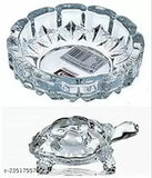 Crystal clear glass turtle plated Feng Shui tortoise plate, 14cm decorative showpiece for home Vastu decor, India origin